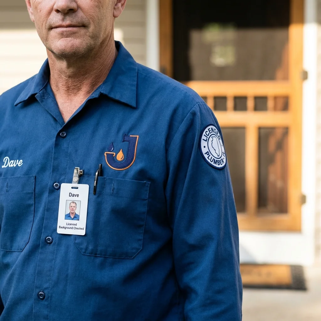 Licensed plumber showing ID badge in Duncan, OK