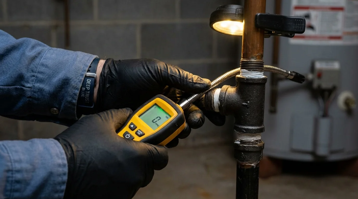 Gas leak detection with electronic sniffer by Johns Plumbing LLC in Duncan